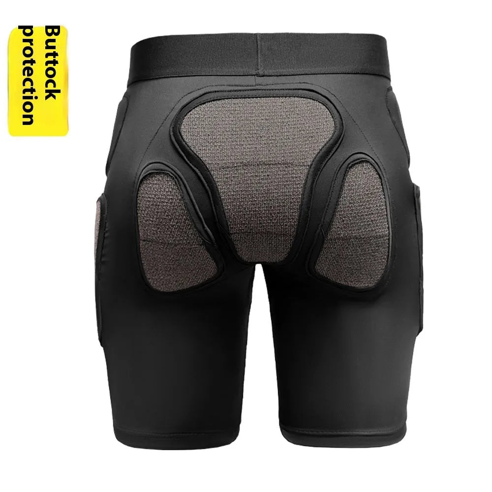 X-ray diffraction ski protective gear showing anti-fall hip pad and knee pad inner wear.