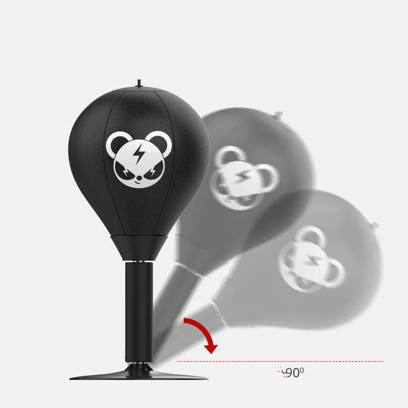 Tabletop boxing speed ball with inflatable sphere on suction cup base, optional boxing gloves