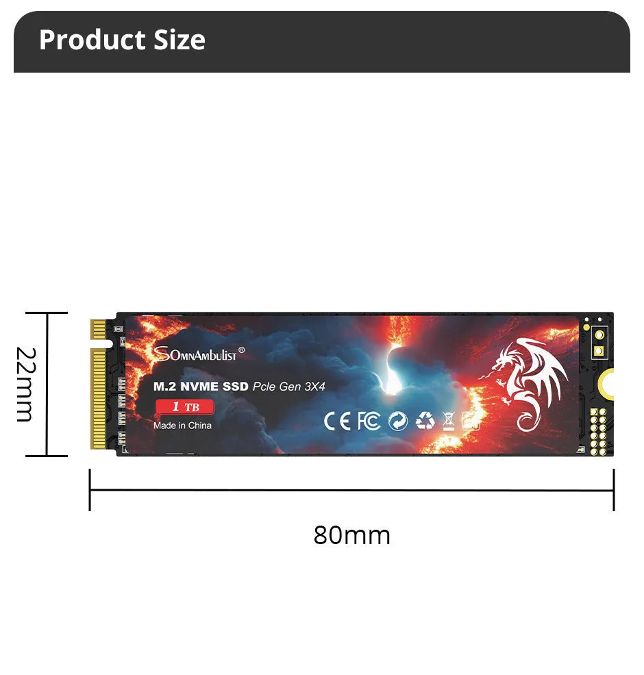 M.2 NVMe solid-state drive for desktop computers with PCIe 3.0 interface.