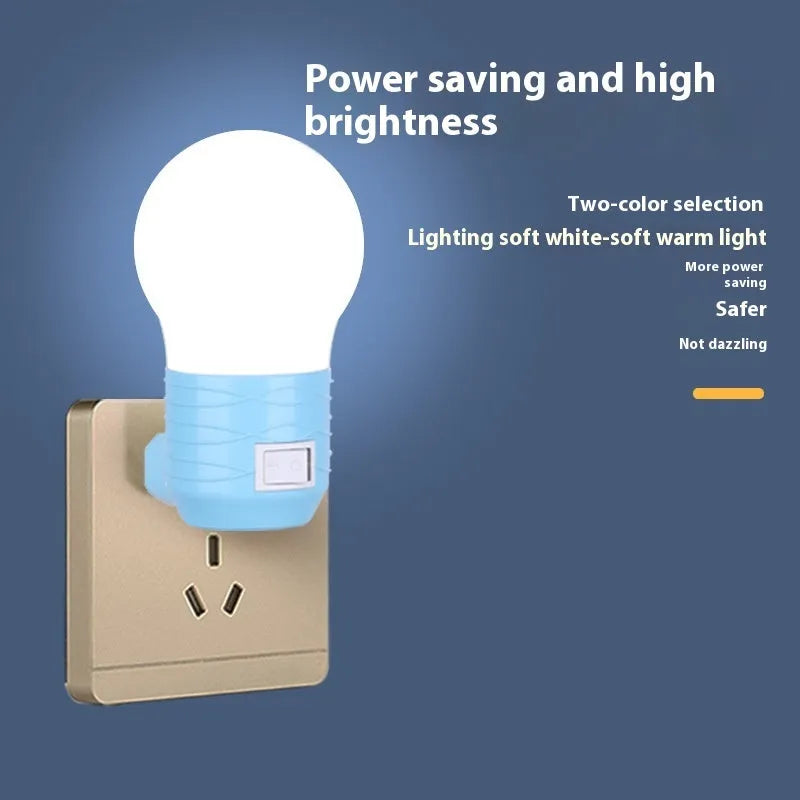 Round plug-in baby night light lamp body in white blue or pink shell with 45x90x45mm dimensions