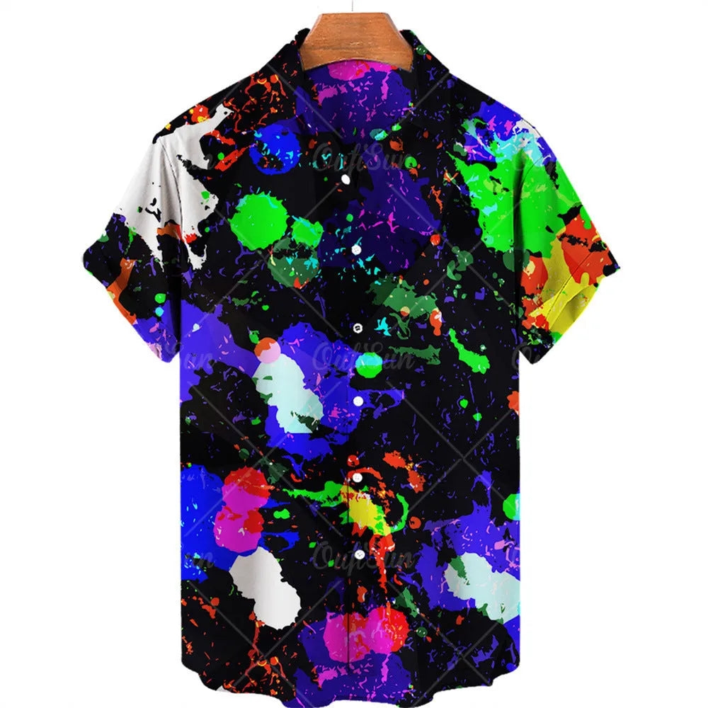 Men's plus size Hawaiian shirt with digital flower print, short sleeves, and cardigan style in apricot colour