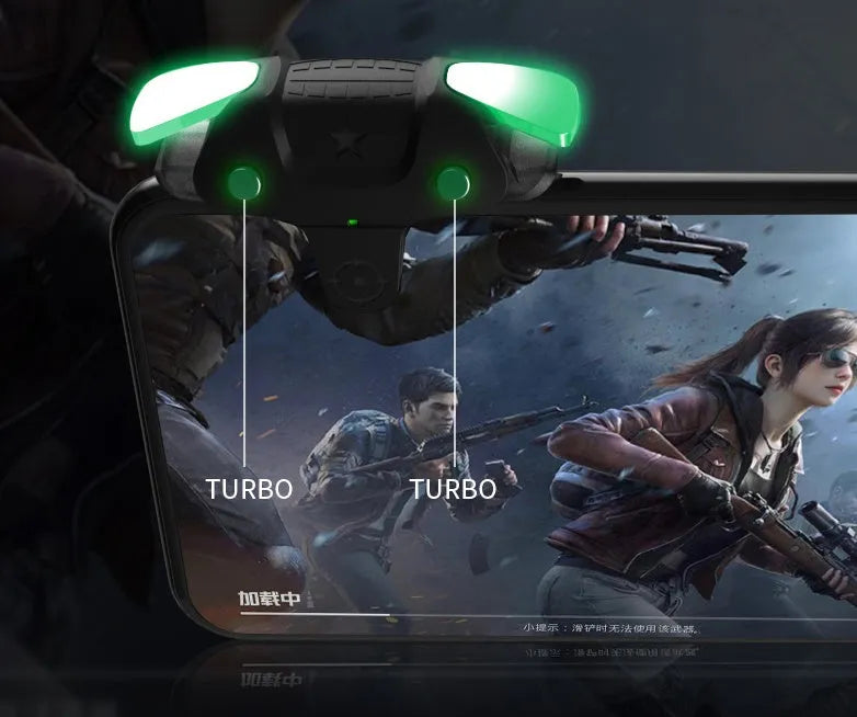 Black F5 wireless Bluetooth game controller for mobile phones showing compact size and joystick.