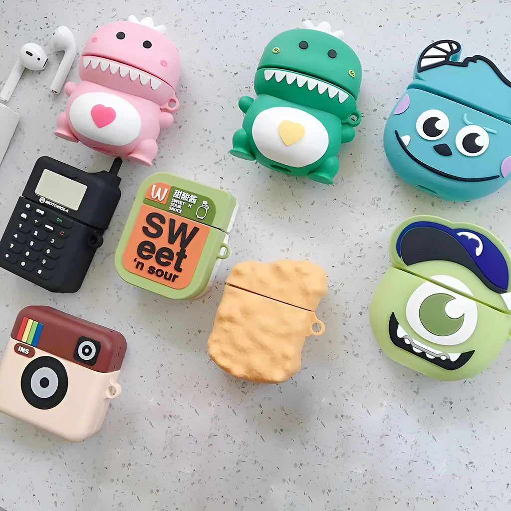 Cartoon animal design silicone protective case for Apple AirPods 1st and 2nd generation