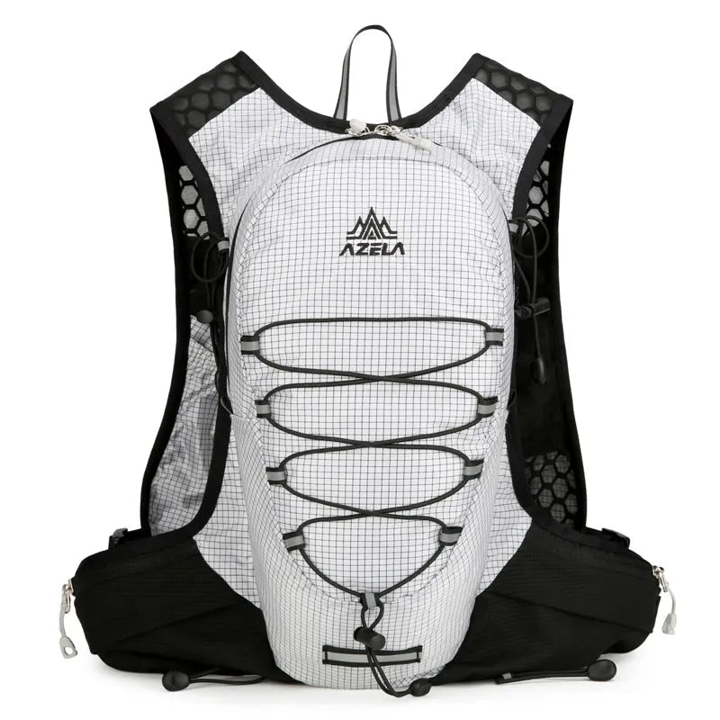 AZELA grid pattern breathable mesh running backpack in black, lightweight hydration pack for trail running and hiking