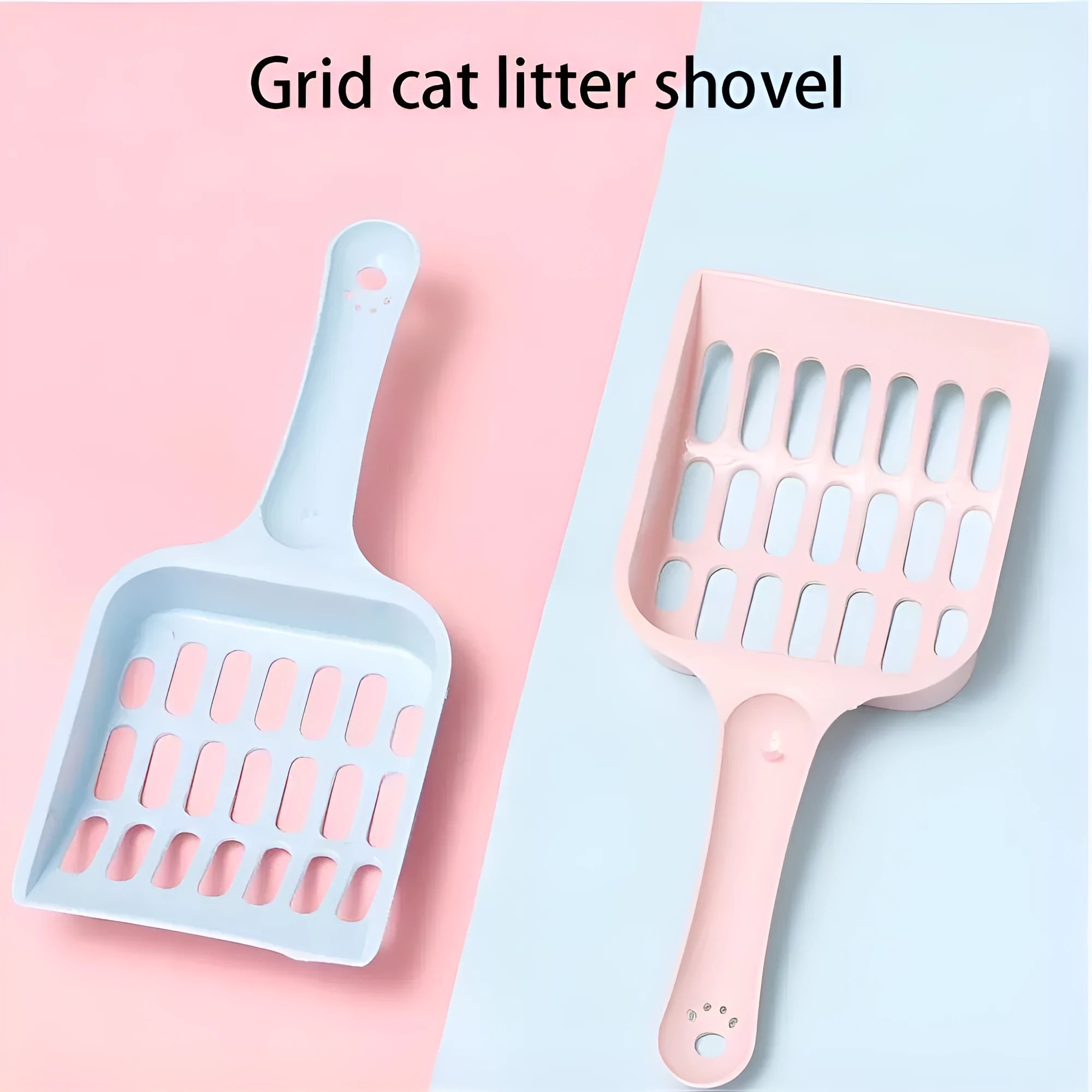 Blue plastic cat litter scoop measuring 20cm long for pet toilet cleaning