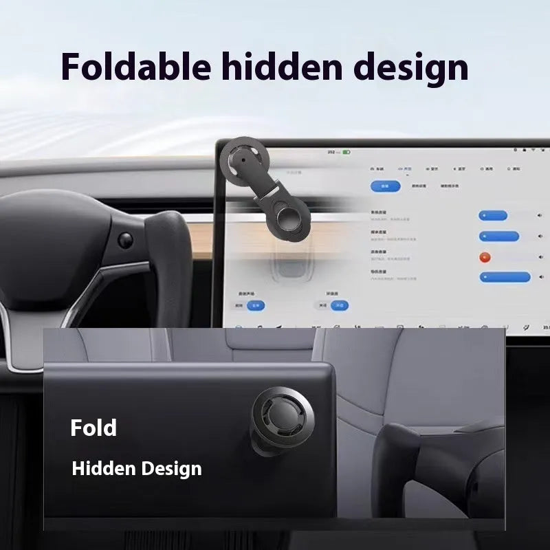 Aluminum alloy car phone holder titanium gray dashboard magnetic suction mount with Magsafe-style folding design