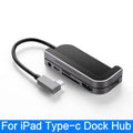 Silver aluminium grey USB-C 6-in-1 docking station for iPad Pro with HDMI and card reader ports