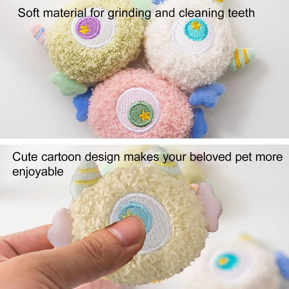 Sounding dog toy cartoon shape plush chew toy with squeaker, 8.5cm, in grey green pink white or yellow