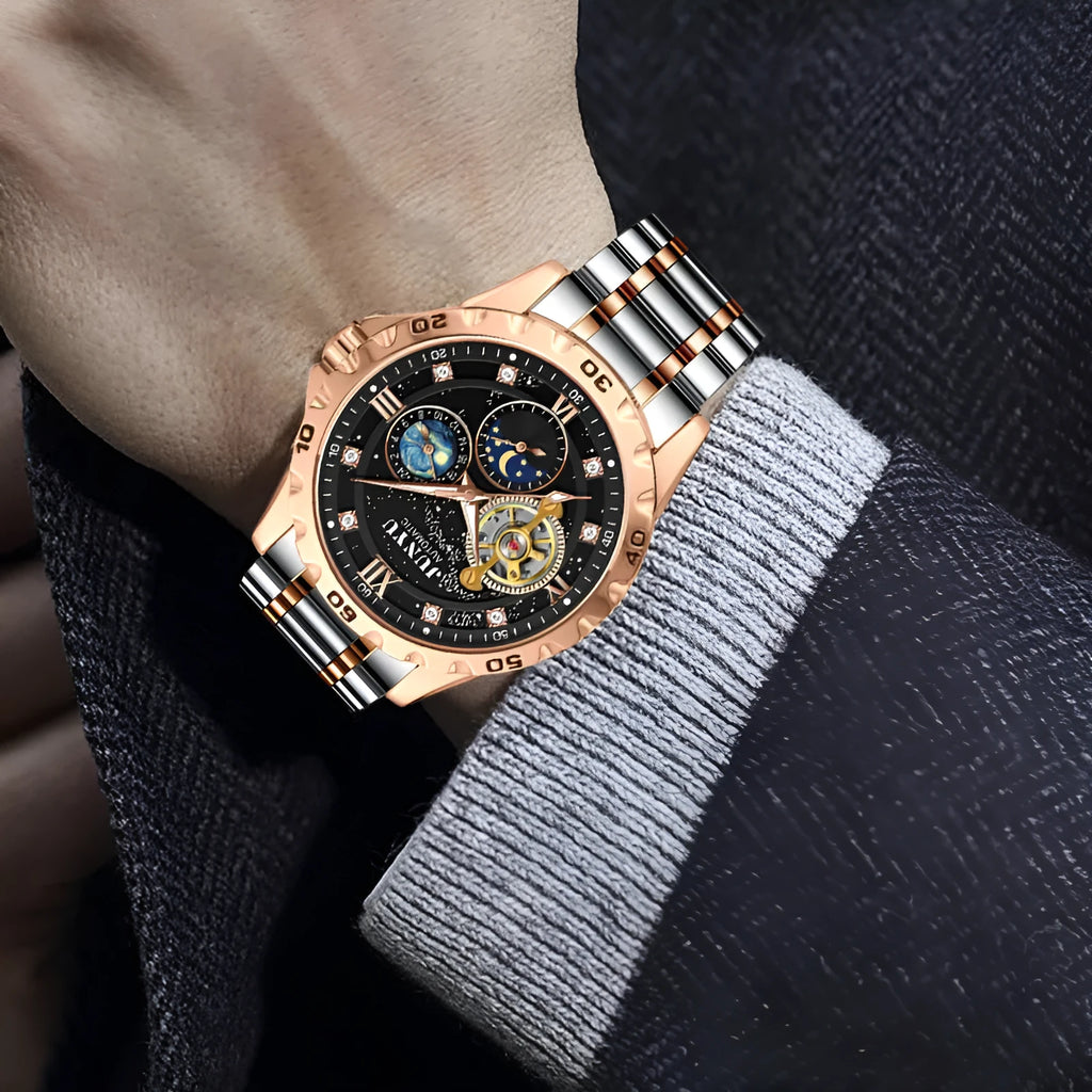 Men's automatic mechanical watch with waterproof case and luminous features in multiple colour options