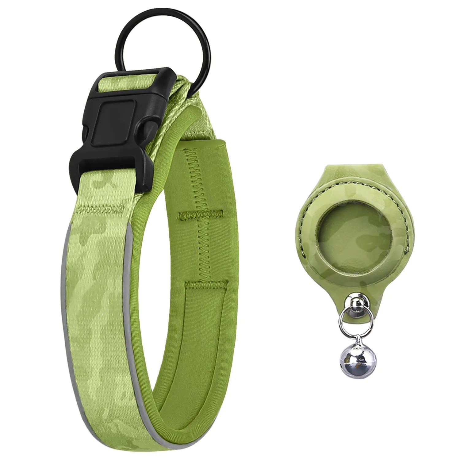 Nylon pet collar with AirTag leather-style protective case for dogs and cats, multiple colour options