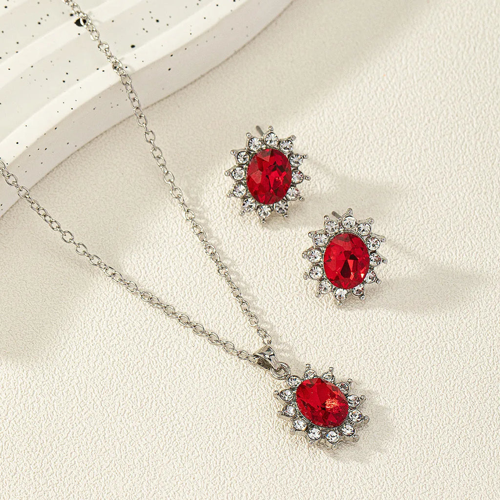 Sunflower zircon earring and necklace jewellery set in six electroplated colour options