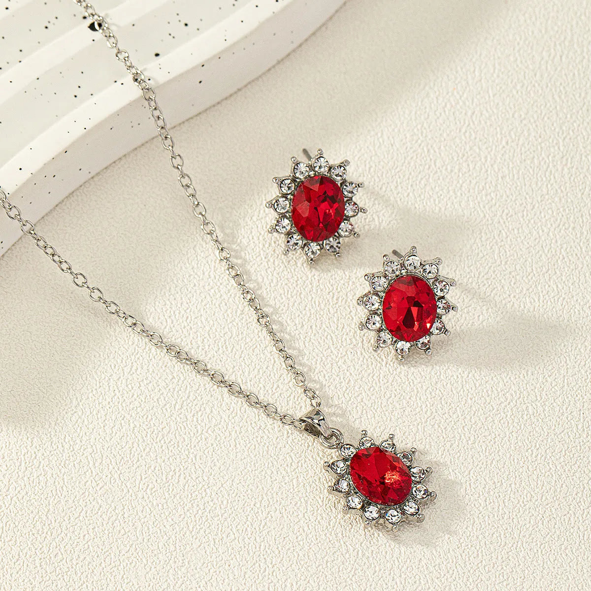 Sunflower zircon earring and necklace jewellery set in six electroplated colour options