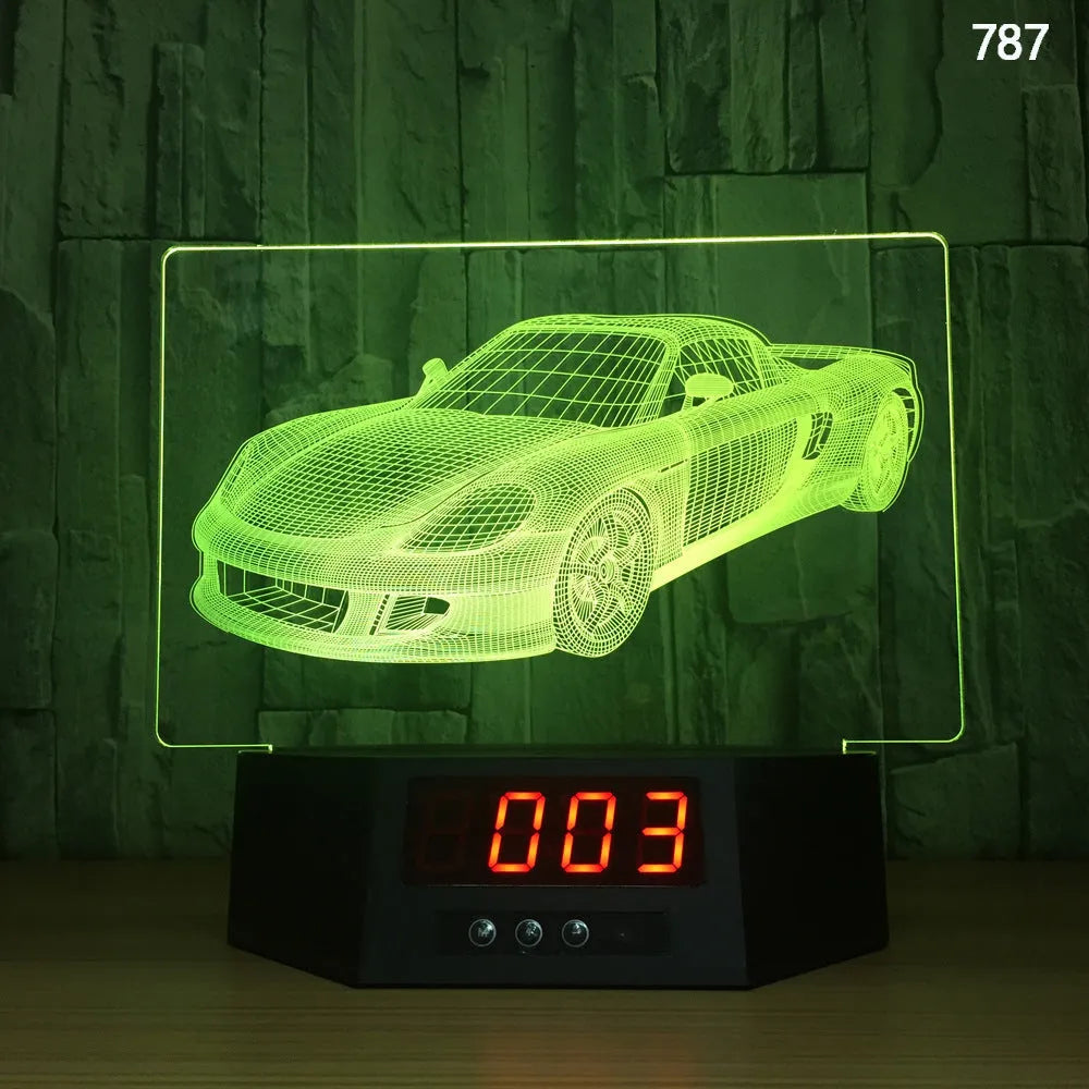 Dolphin-shaped 3D night light table lamp with wireless charging pad and remote control on wooden surface