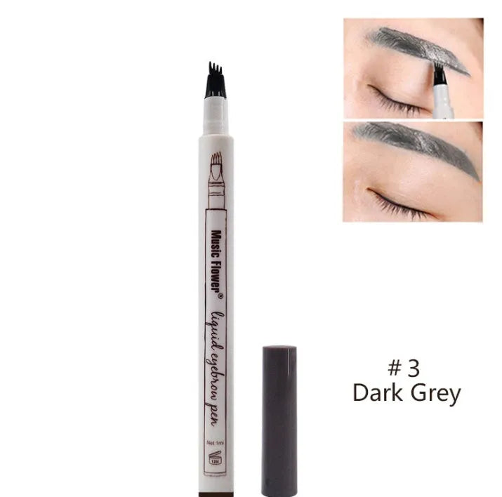 Four-claw eyebrow pen with liquid formula in Chestnut, Brown and Dark Grey, 1ML, for natural hair-like brow look