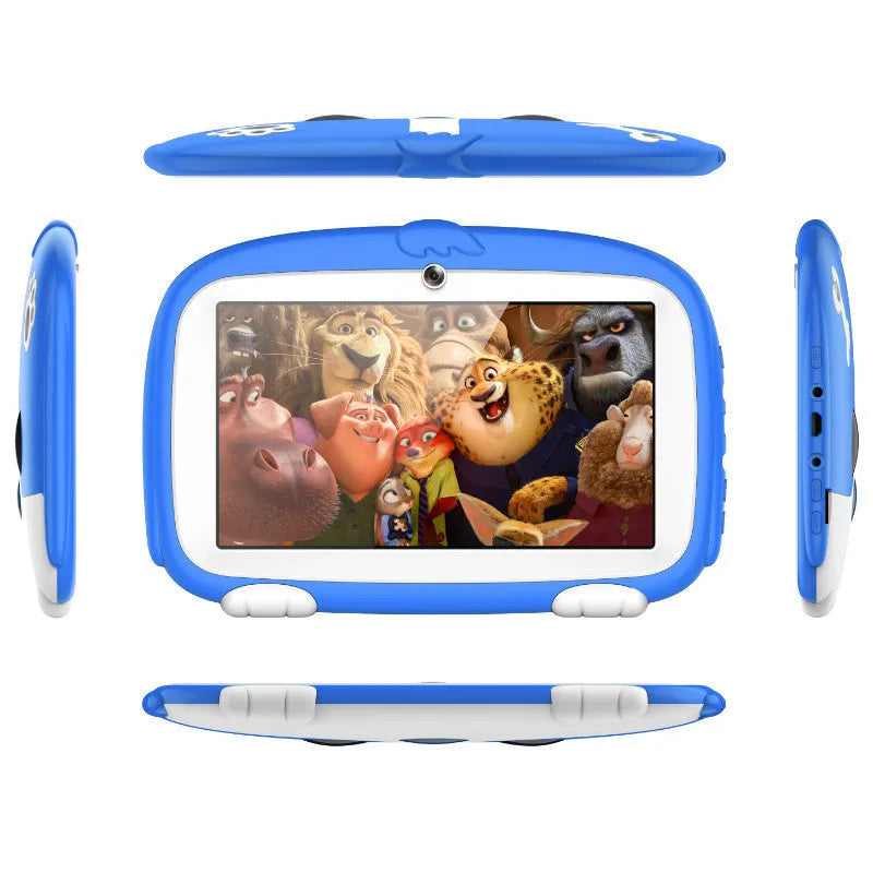Colourful Android quad core tablet for children with high clear screen, plastic build, available in blue green orange pink