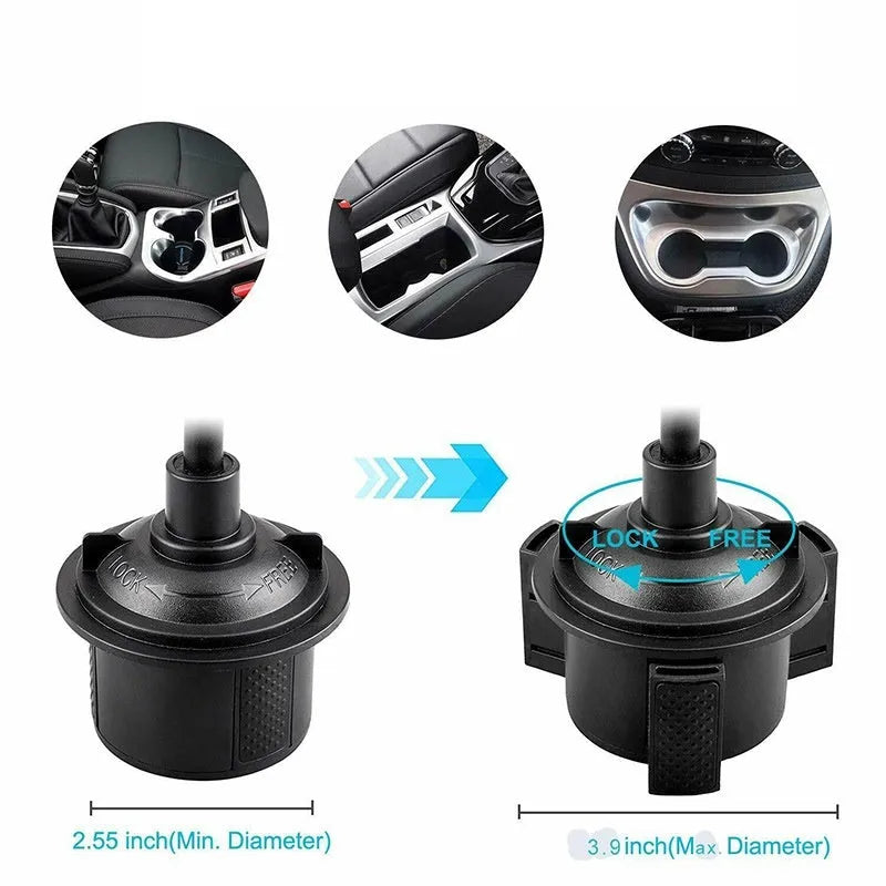 Black car cup holder mobile phone holder with ABS and aluminium construction