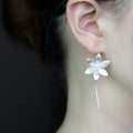925 silver lotus earrings for women, Korean style, silver colour, individually packed
