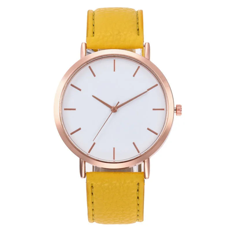Children's quartz watch with round dial, world time feature, black imitation leather strap, and metal pin buckle on a white background