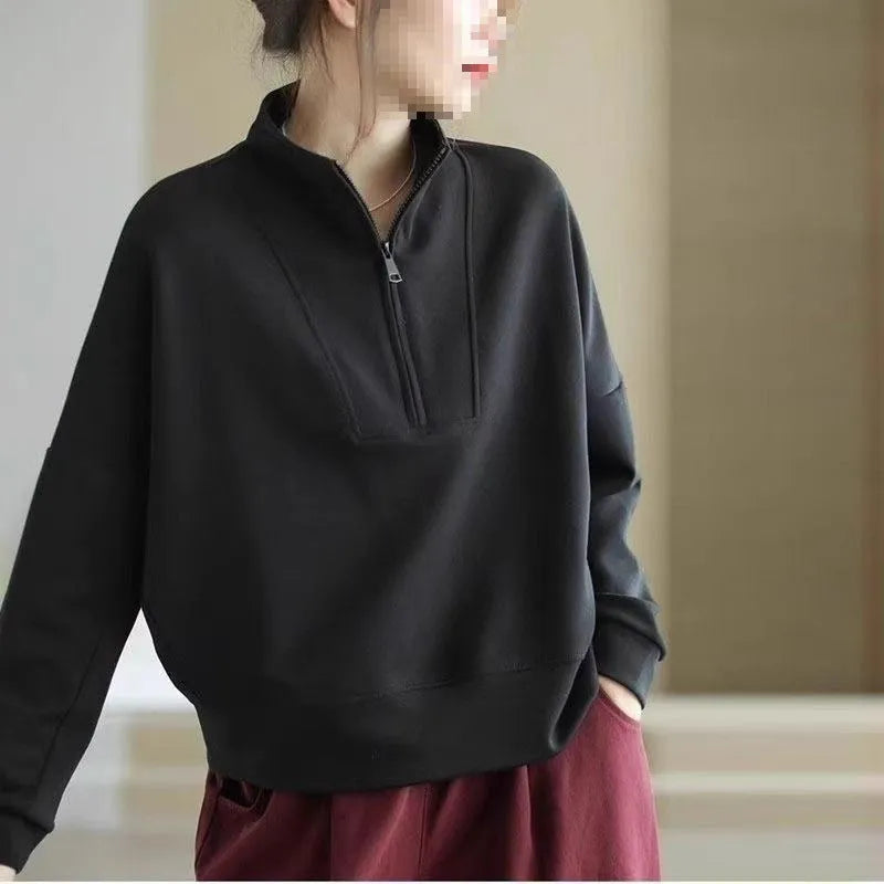 Plus size long sleeve short top in brown Dralon fabric with NORNS girl pattern, sizes M to 5XL