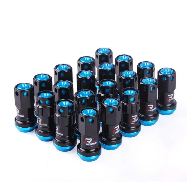 Aluminium alloy wheel hub nut with flat head design in selected colour option