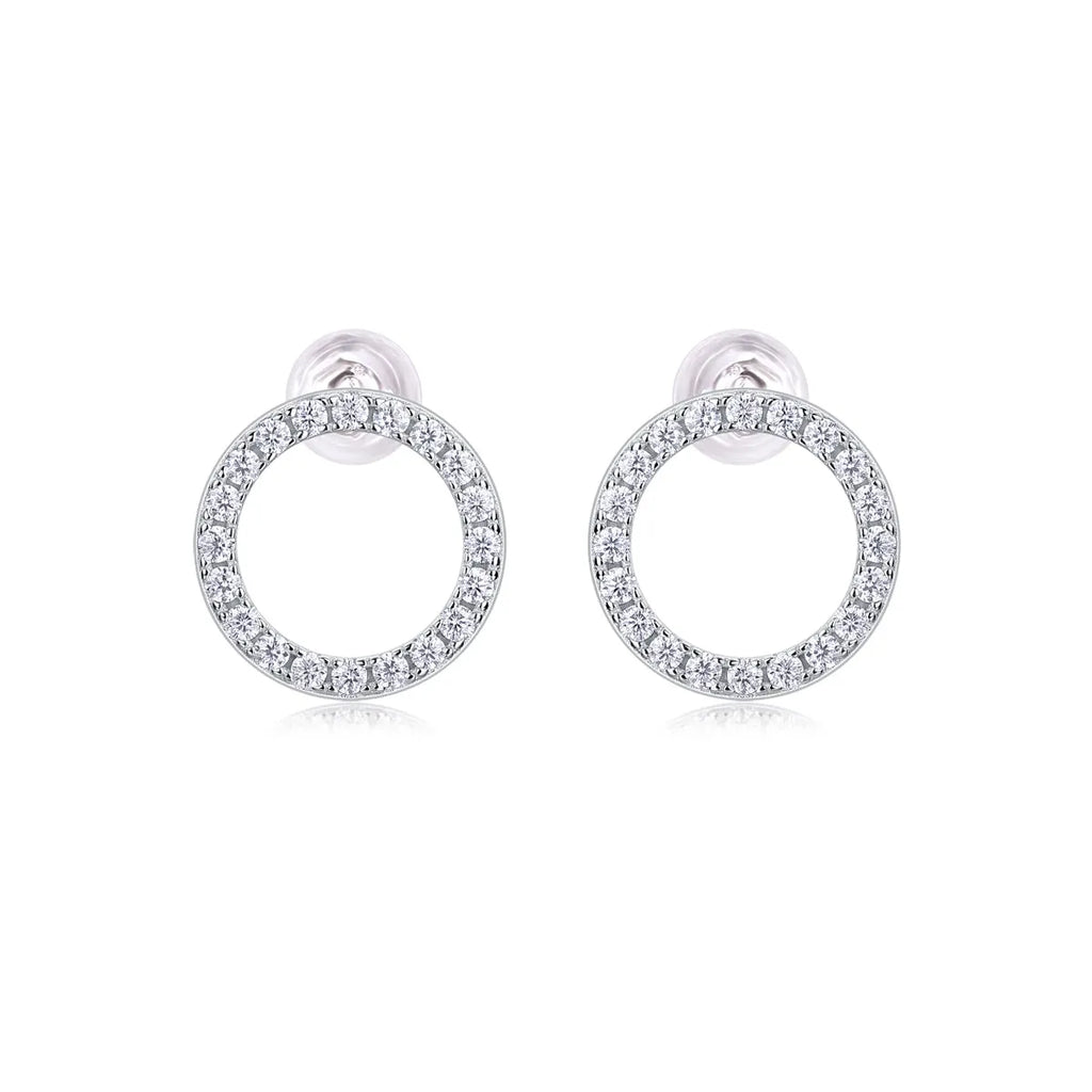 Two moissanite stud earrings in S925 silver with platinum plating, under 0.1 carat, with GRA certificate and gift box