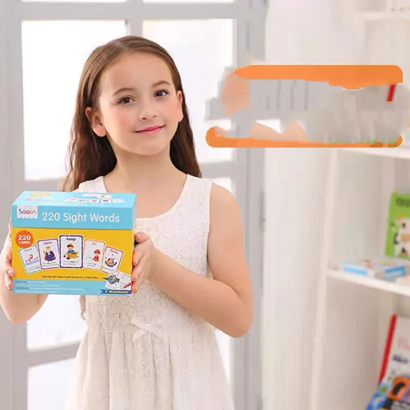Educational gift box containing 220 high frequency word cards and 5 workbooks for children age 3+