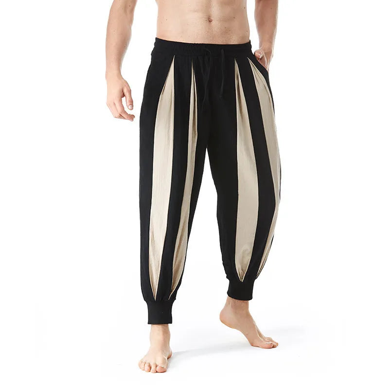 Men's straight leg casual trousers in polyester fabric available in red, khaki, yellow and brown colours