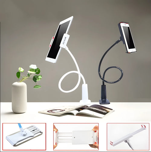 Bedside oversize flat panel phone handset with long flexible arm in various colour options