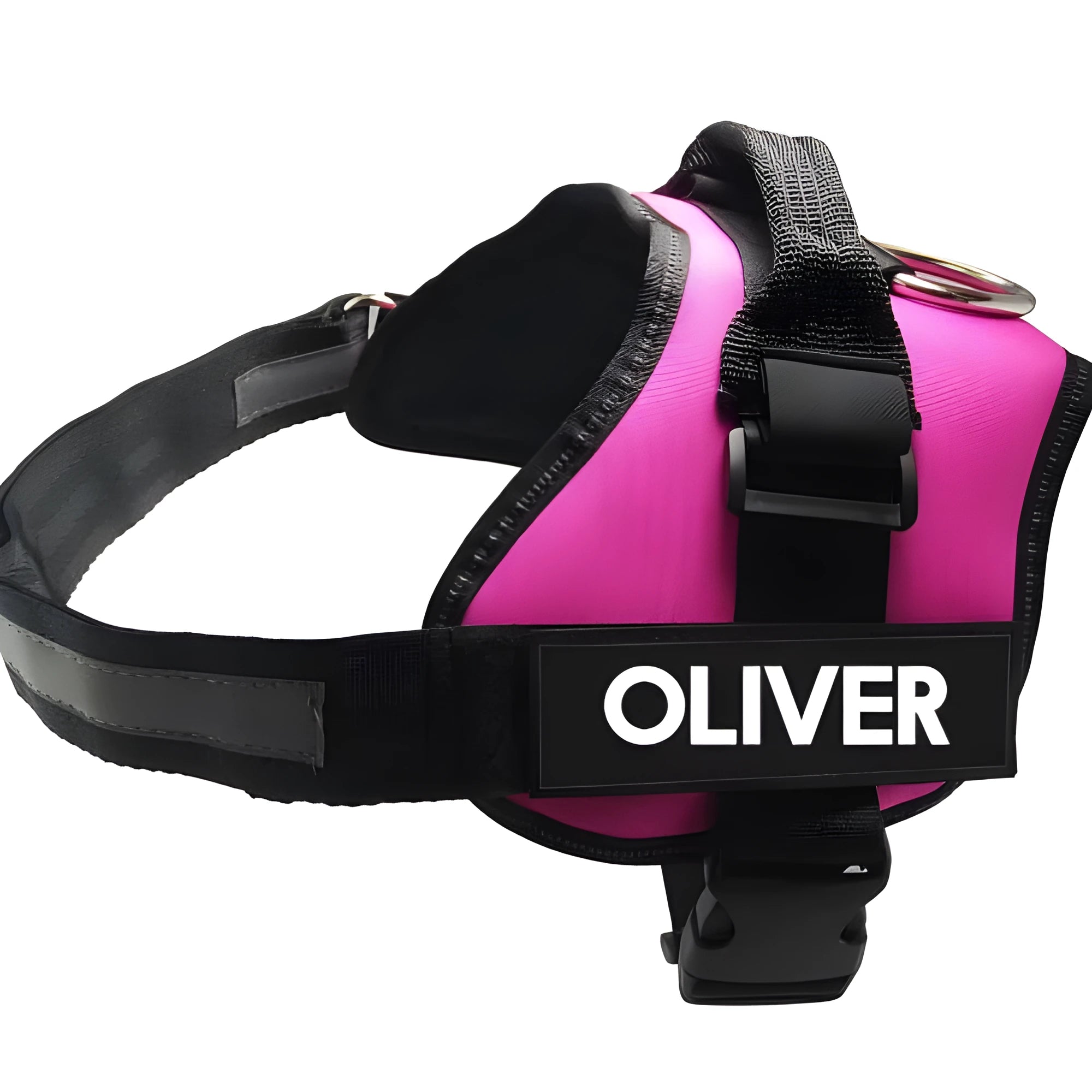 Nylon dog chest harness and leash set in red, with adjustable straps and traction rope on a white background