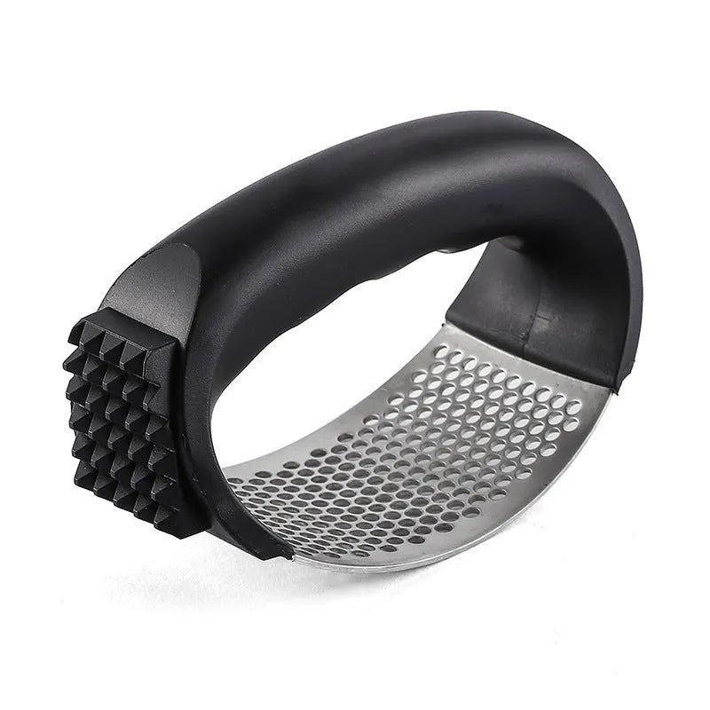Stainless steel garlic press with polypropylene handles in modern design