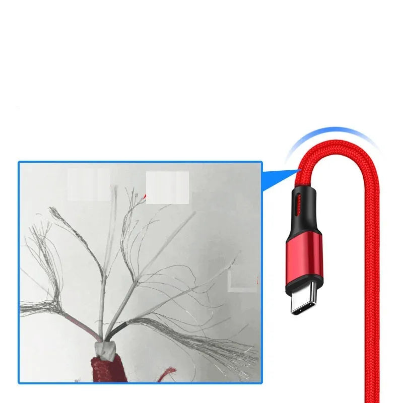 2m mobile phone data cable with TYPE-C connector in multiple colour options