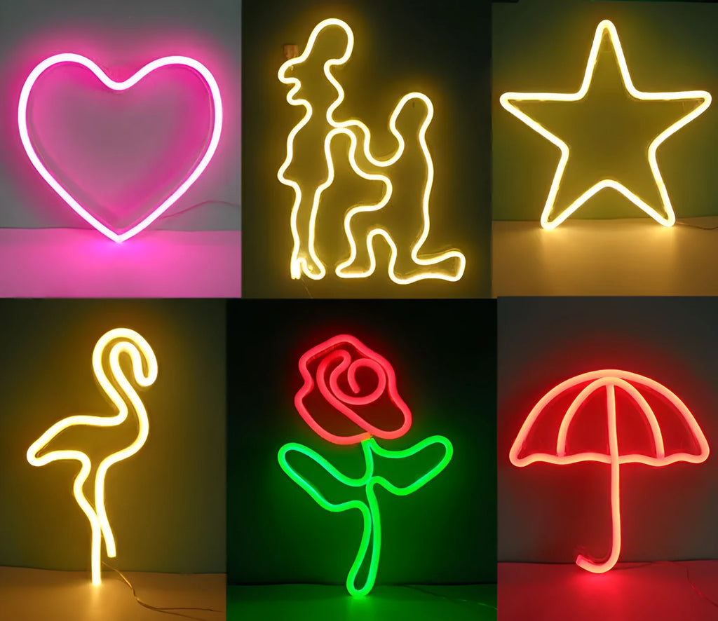 LED neon decorative wall hanging light with PVC shade and USB power