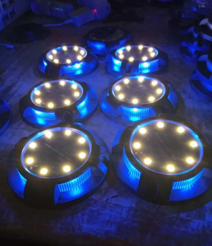 Black LED solar underground light, 11 x 4 x 13cm, for outdoor lawn and garden path use