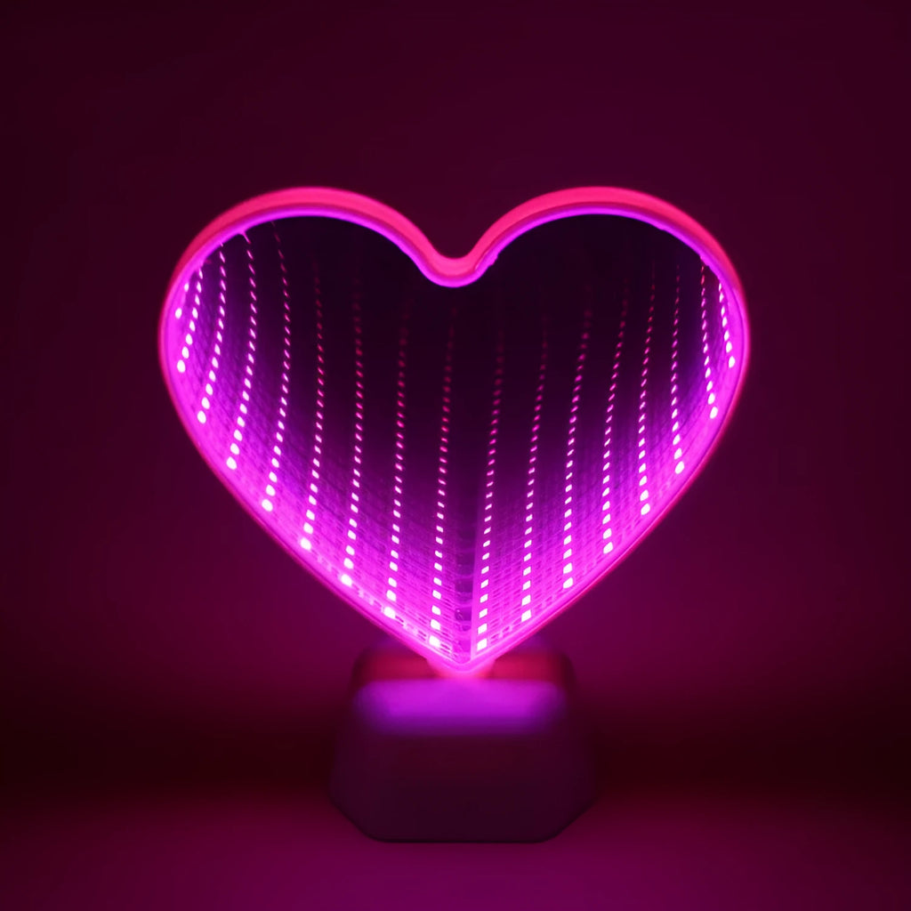 LED double-sided love tunnel light with rose red illumination on decorative base