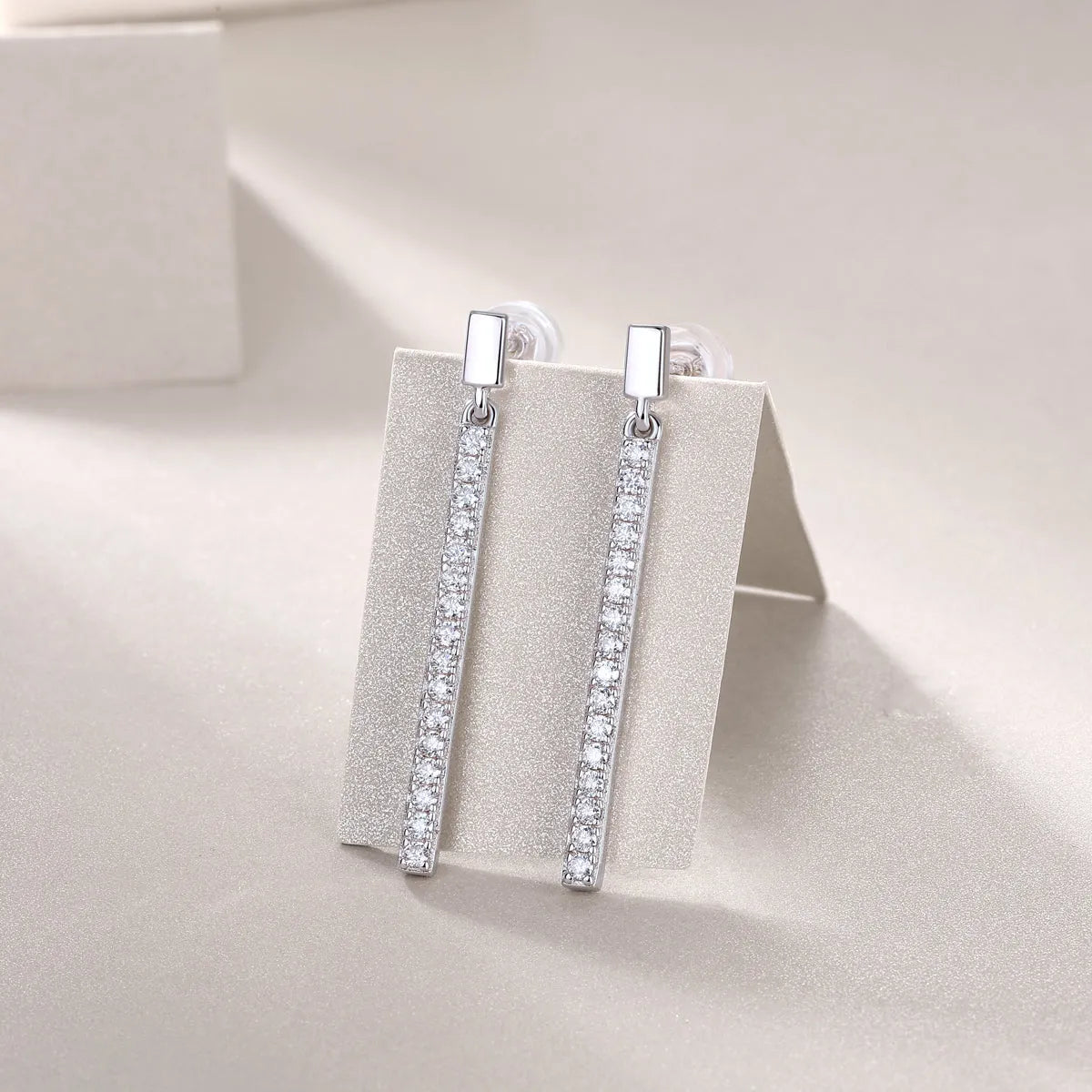 Two moissanite stud earrings in S925 silver with platinum plating, under 0.1 carat stones, gift box and GRA certificate