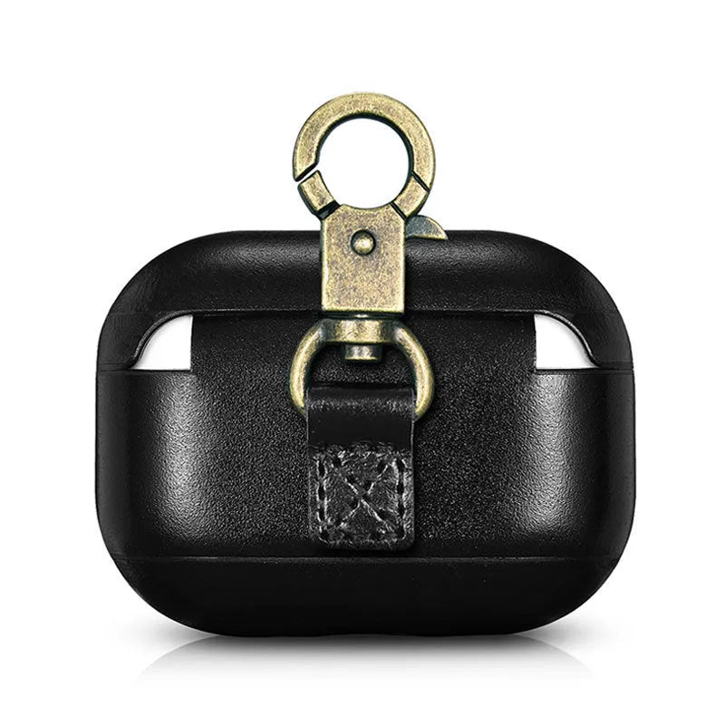 AirPods Pro protective sleeve with ring buckle, flip type, plastic and leather, business style, brown black red khaki