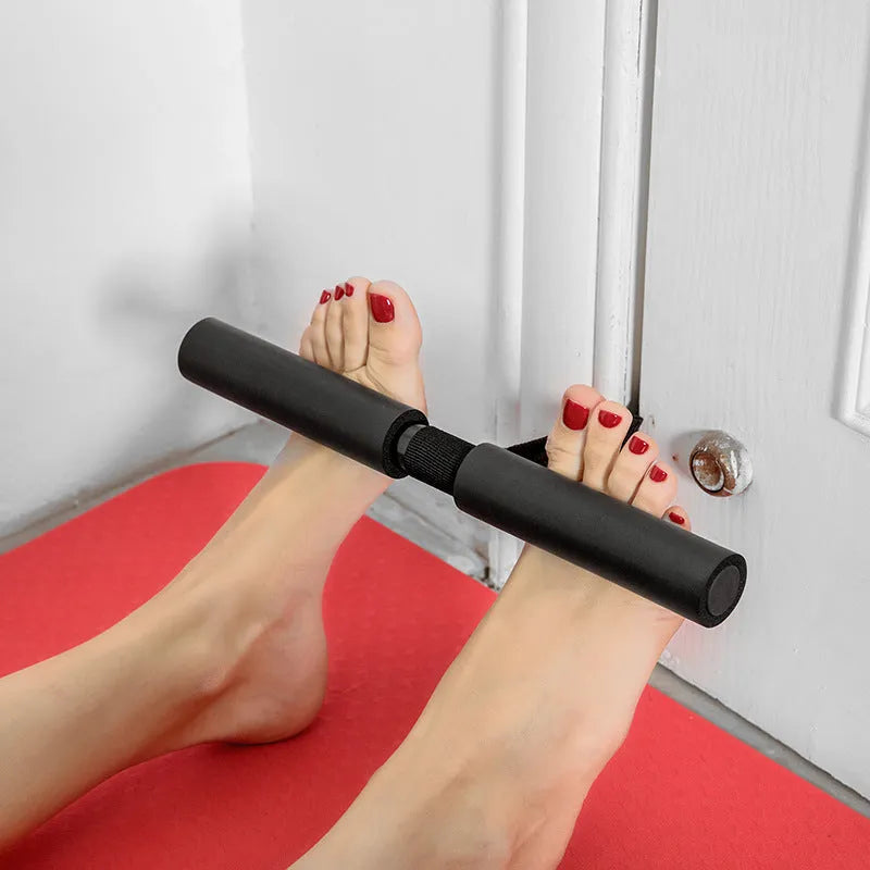 Black portable abdominal fitness device, 176g, steel foam PVC tube, 32cm length household core trainer
