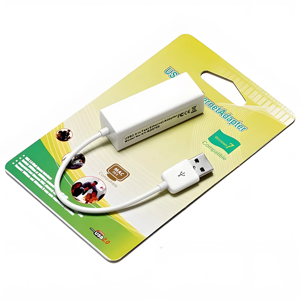 White Micro USB to RJ45 Ethernet network adapter converter for desktop and laptop, 10/100Mbps