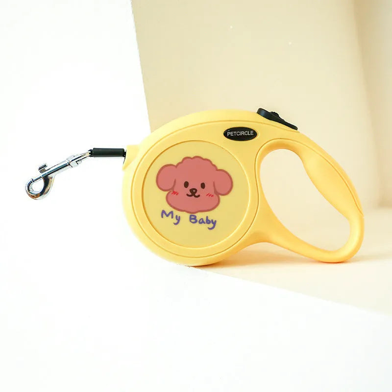 Plastic retractable dog leash in blue with 5 metre length and compact housing
