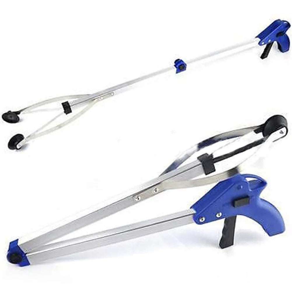 Aluminium alloy folding litter picker, 81cm extended, 8cm opening, blue and red options