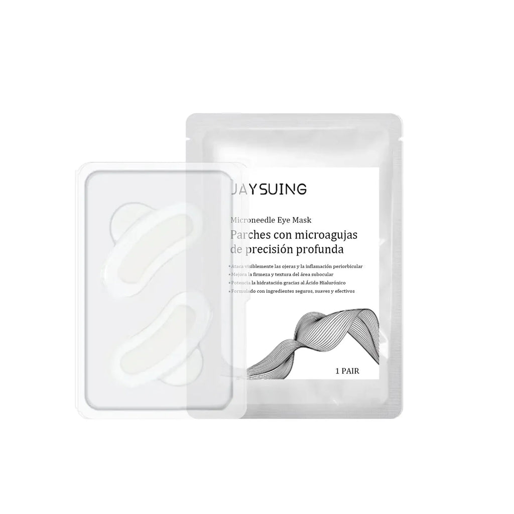 Single pair of micro needle eye mask patches for skincare application.