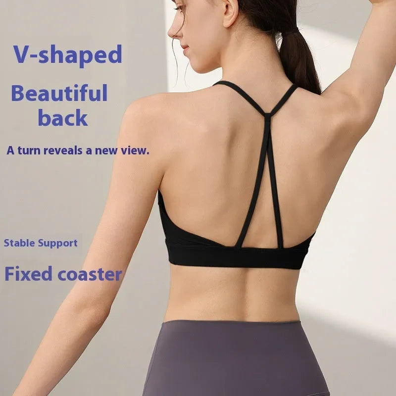 Women's nylon sports vest with fixed double shoulder straps in various colours for running and workout activities
