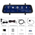 9.66-inch car dashboard camera and in-mirror video player system with wide-angle lens.