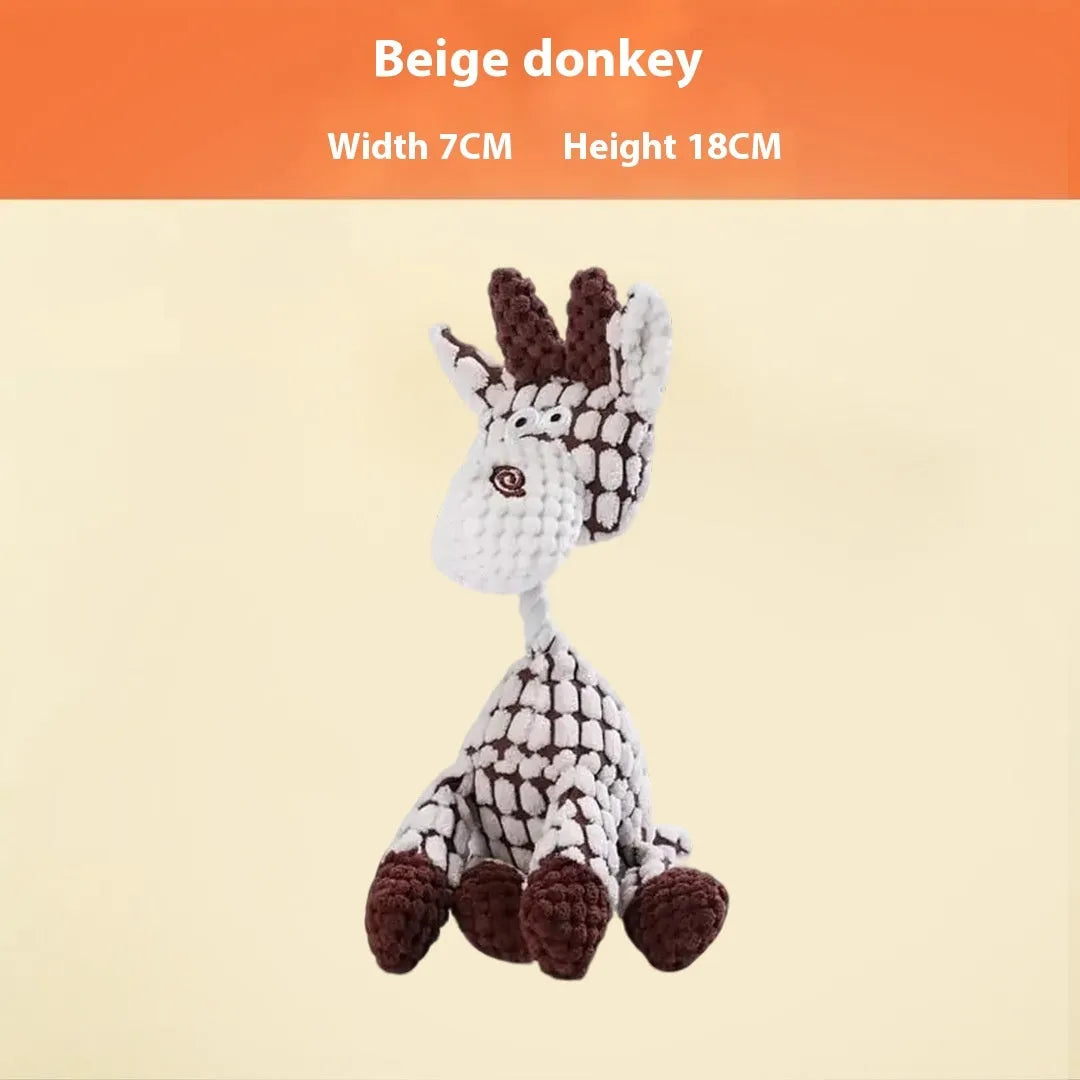 Plush puppy toy showing various animal styles including rechargeable duck, blue elephant, and donkey in multiple colours
