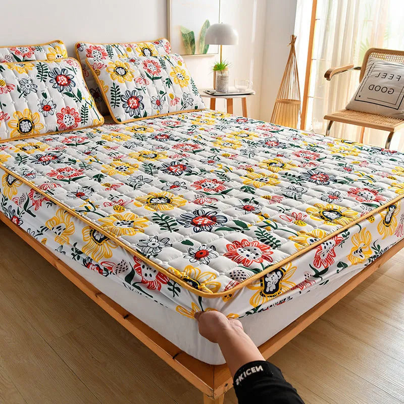 Dust-proof brushed fabric mattress cover in size 150x200cm with fitted sheet style and matching pillowcase