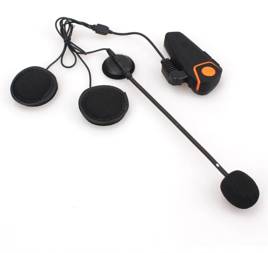 BT-S2 black Bluetooth motorcycle helmet intercom headset with button panel and audio ports