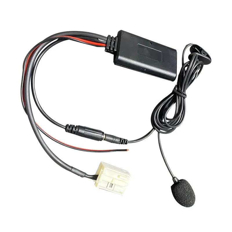 Bluetooth aux adapter cable and microphone kit for Citroën and Peugeot RD4 car stereos.