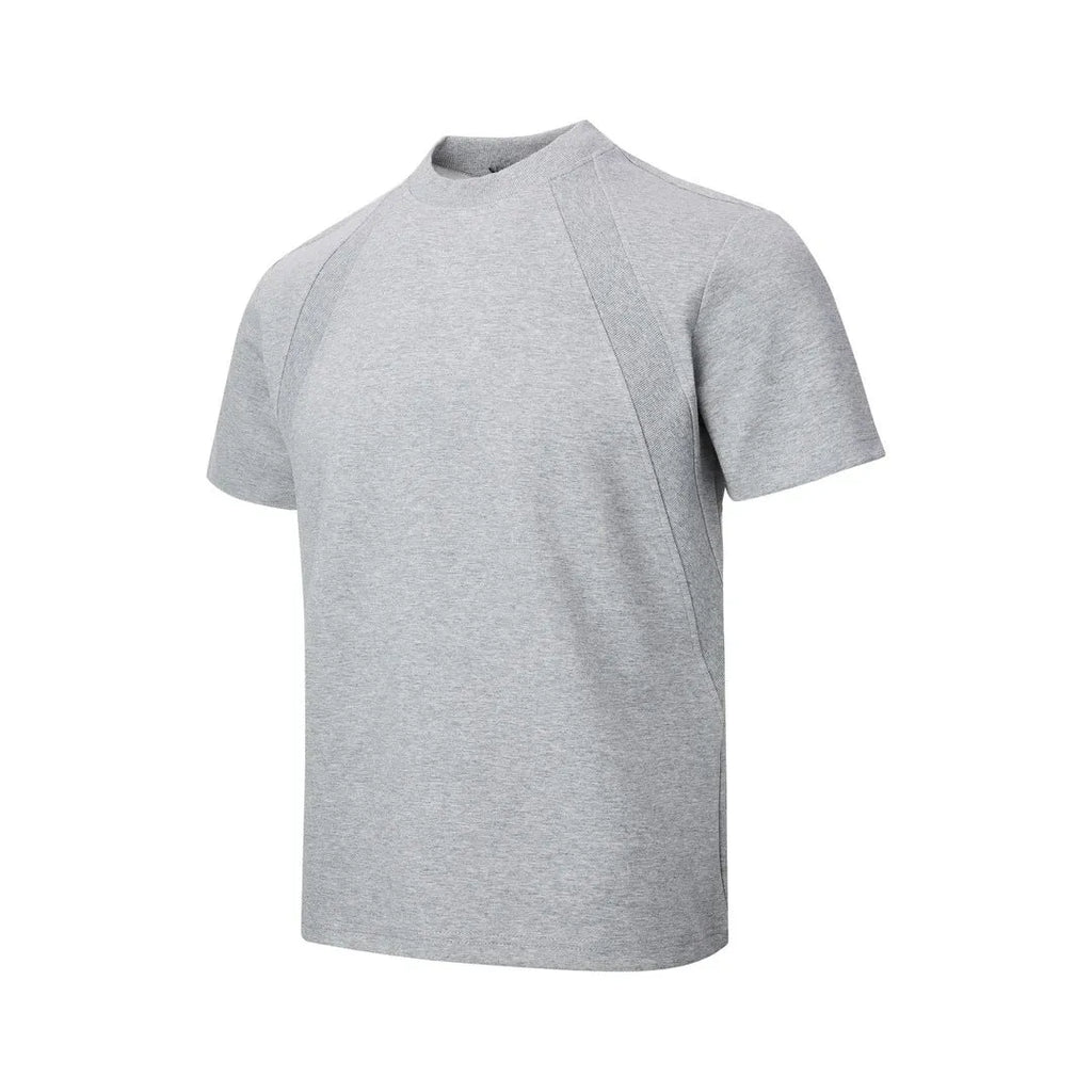 Loose fit short sleeve top with air layer stitching detail in grey.