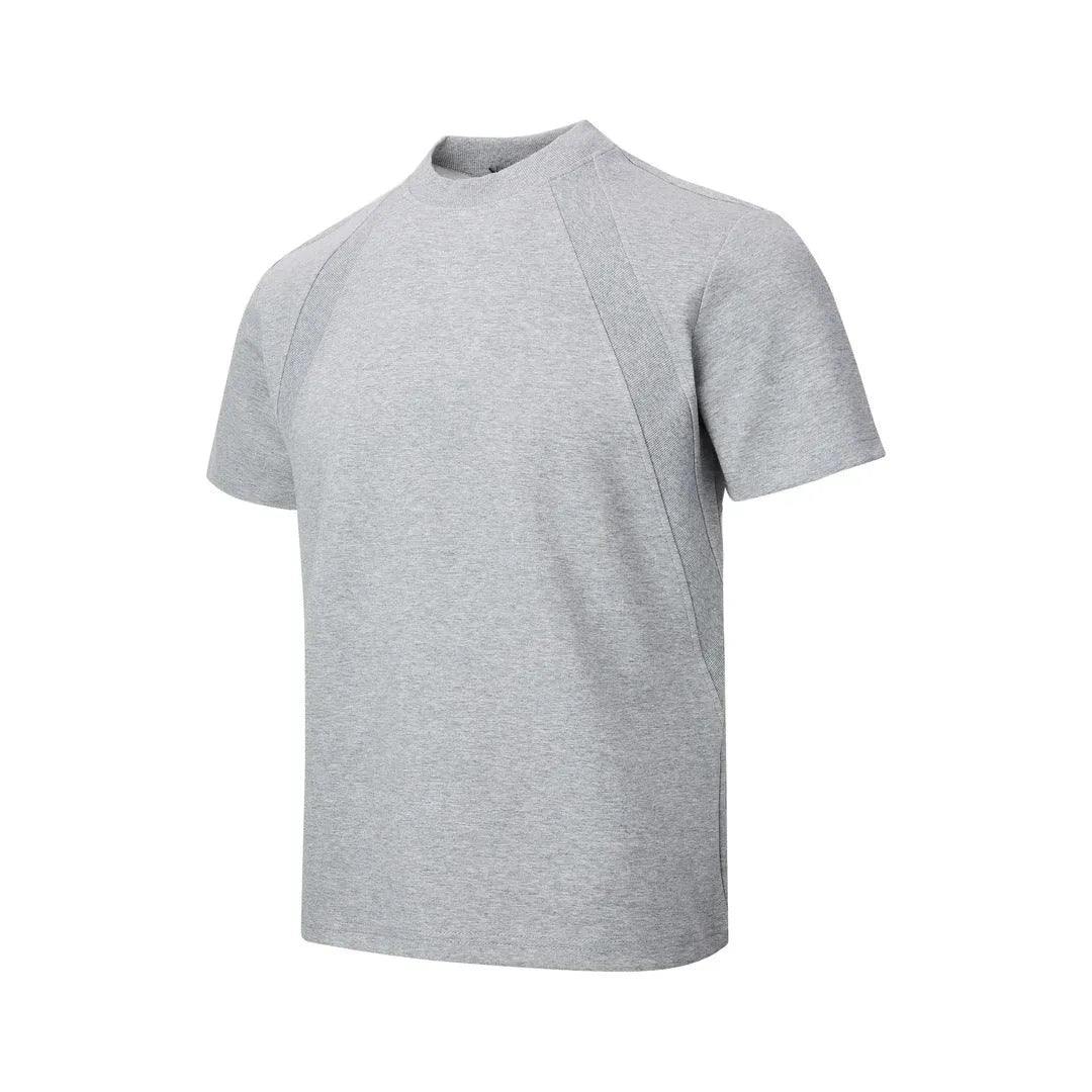 Loose fit short sleeve top with air layer stitching detail in grey.