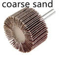 Electric drill wood polishing grinding head with 40mm diameter and 6mm shank on wooden surface